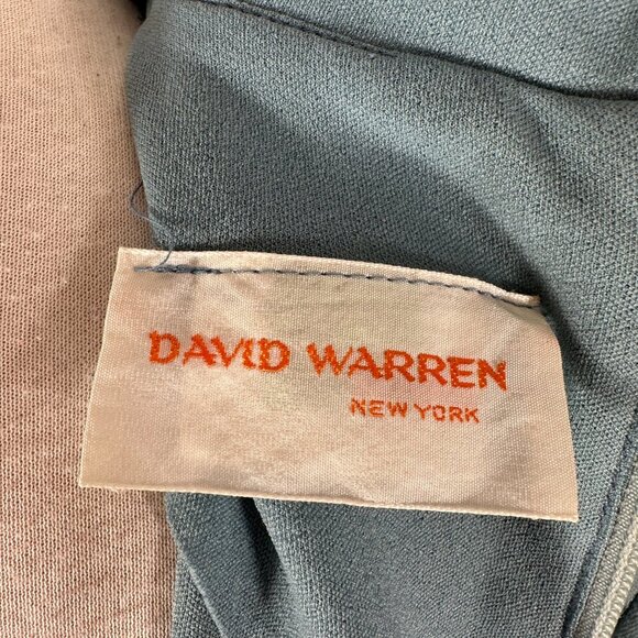 Vtg 80s David Warren Mock Neck Belted Waist Midi Dress Gray Sz 10 Long Sleeve - Picture 13 of 15